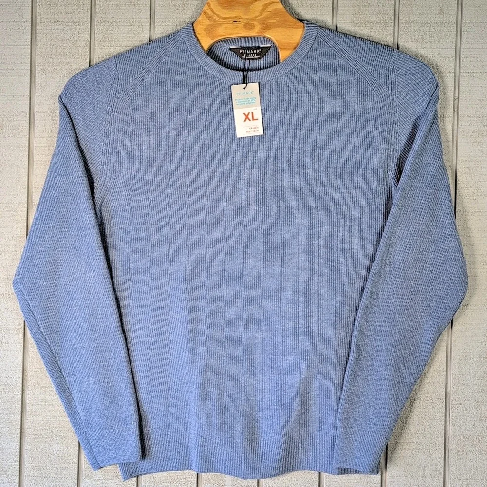 Primark Sweater Men's Size XL Blue Oeko‎ Tex Pullover Long Sleeve Textured Shirt